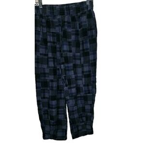Urban Outfitters Blue Plaid Boho Cropped Baggy Pants Textured Women's Size‎ M